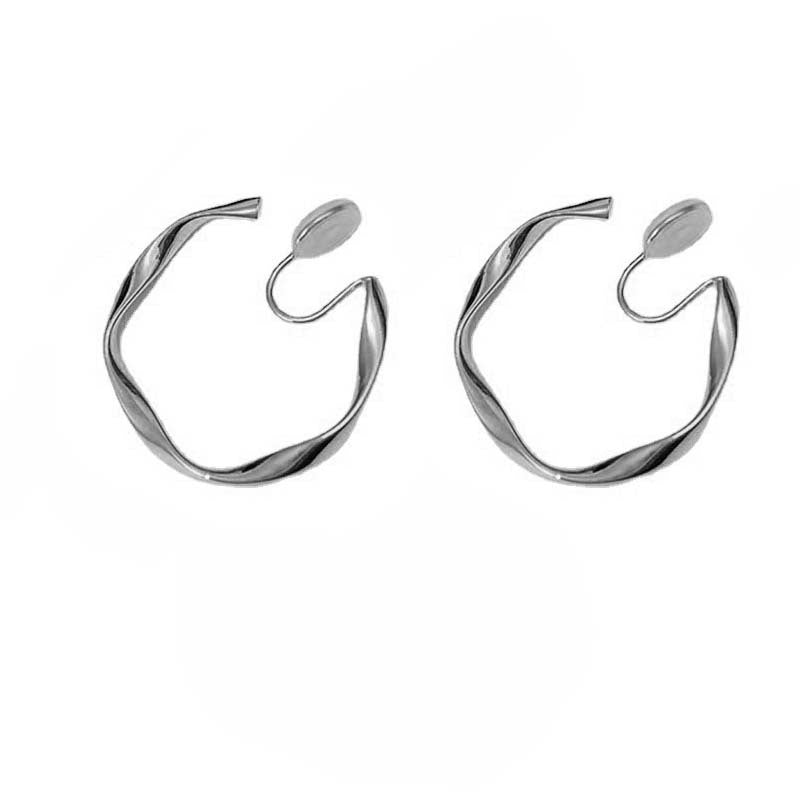 925 silver needle style retro geometric metal pattern incense plate earrings irregular stud earrings exaggerated cold wind earrings