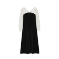 Commuter fake two-piece lapel long-sleeved velvet dress