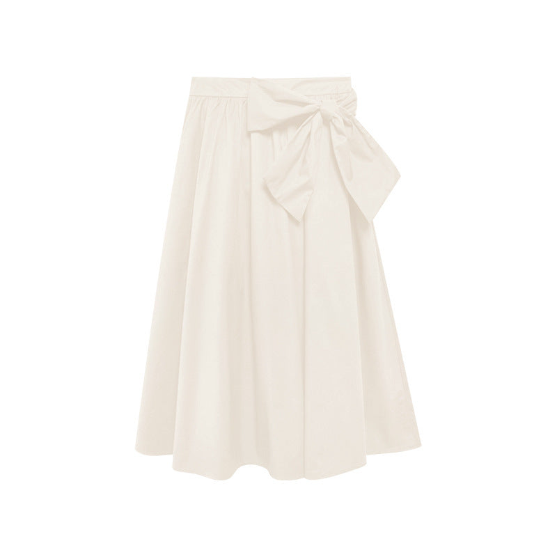Gentle bow big swing umbrella skirt a-word skirt