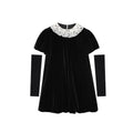 Velvet dresses with detachable sleeves