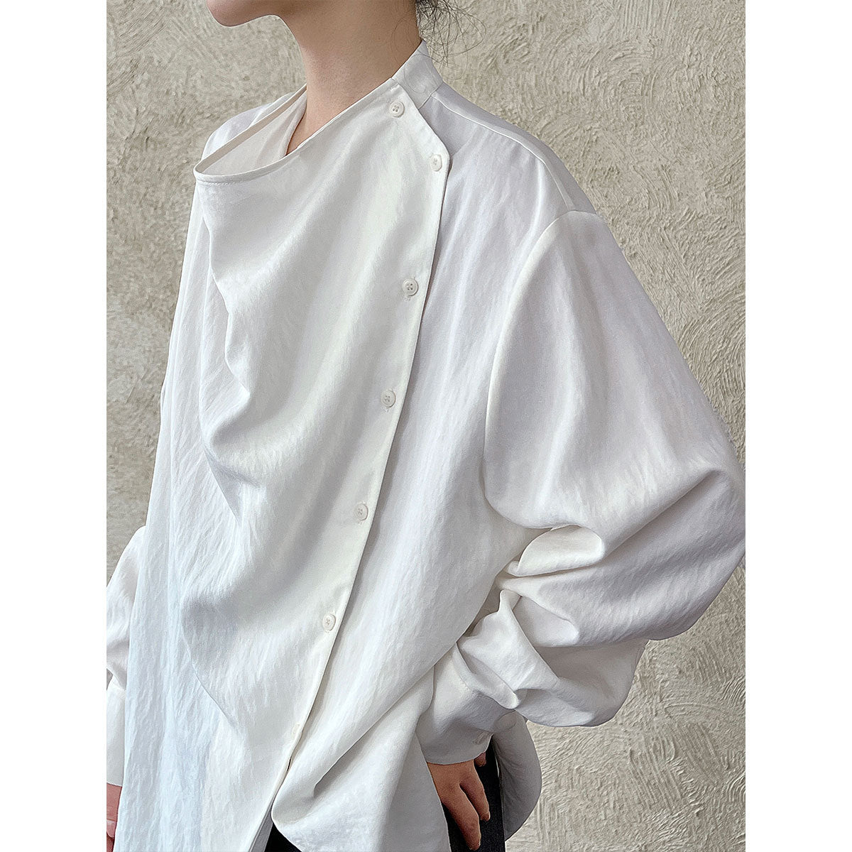 Korean niche swinging collar strap waist shirt women's autumn new temperament design shirt