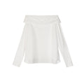 Simple long-sleeved one-word collar temperament off-the-shoulder shirt
