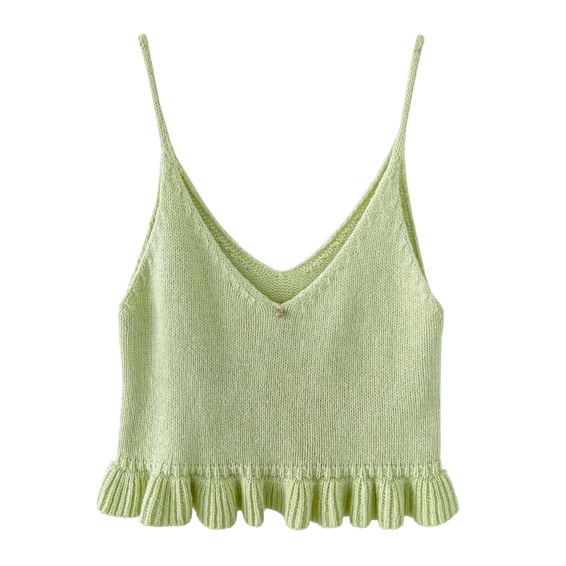 Gentle V-neck ruffle edge knitted vest women's 26 early spring new stacked wear versatile suspender top
