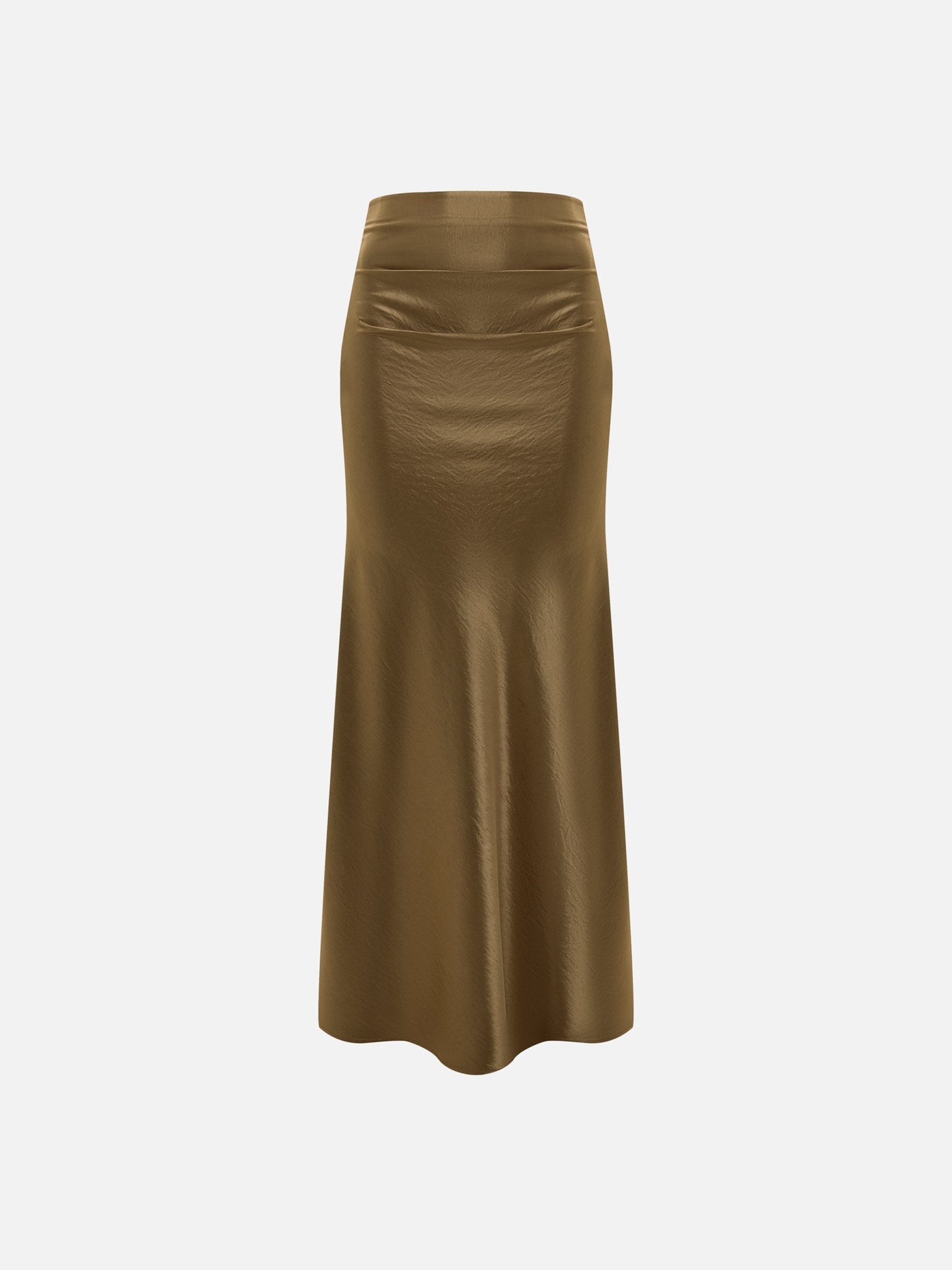 French satin skirt autumn and winter high waist hip skirt pleated A-shaped long skirt