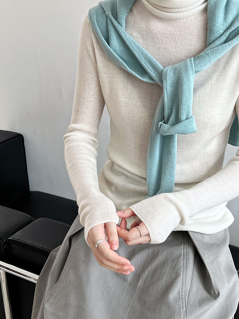 Simple knitted sweater women's new turtleneck wool bottoming shirt in autumn and winter