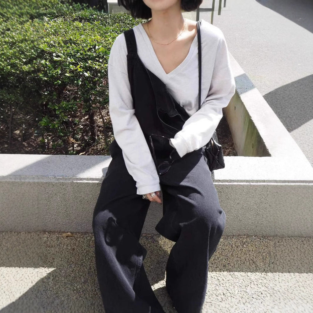 Spring and summer fashionable cool show casual pants denim overalls jumpsuit