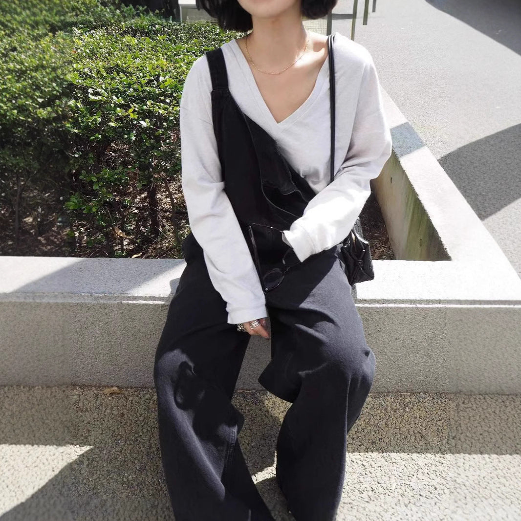 Spring and summer fashionable cool show casual pants denim overalls jumpsuit