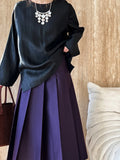 Purple high-end pleated skirt spring