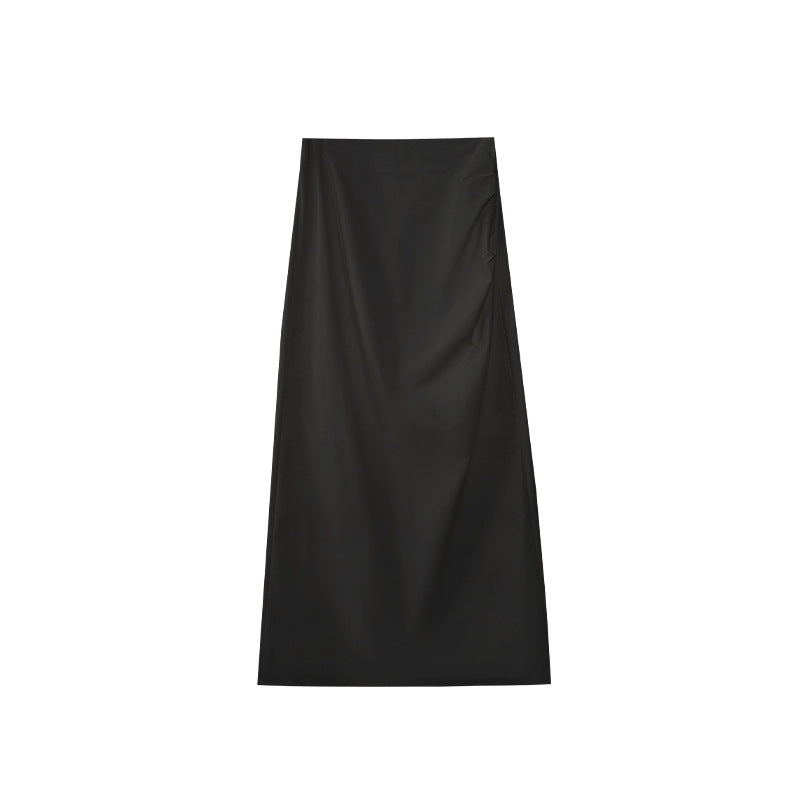 Women's High-Waist Slim-Fit Split Hem Solid Cotton Maxi Skirt