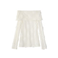 Japanese retro sweet age-reducing texture long-sleeved one-word shoulder bottoming shirt