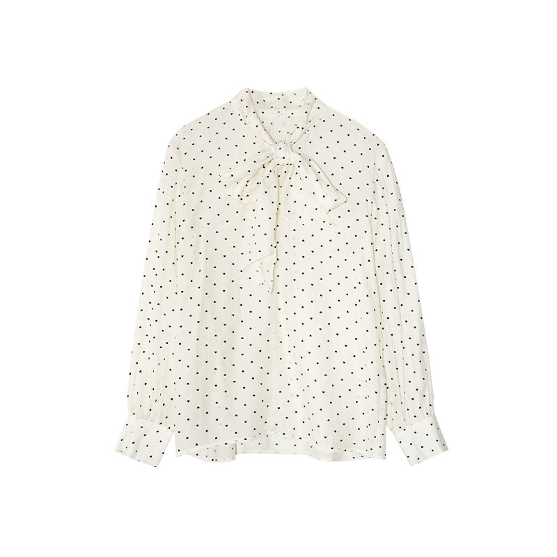 Fresh and sweet age-reducing bow-tie polka-dot shirt