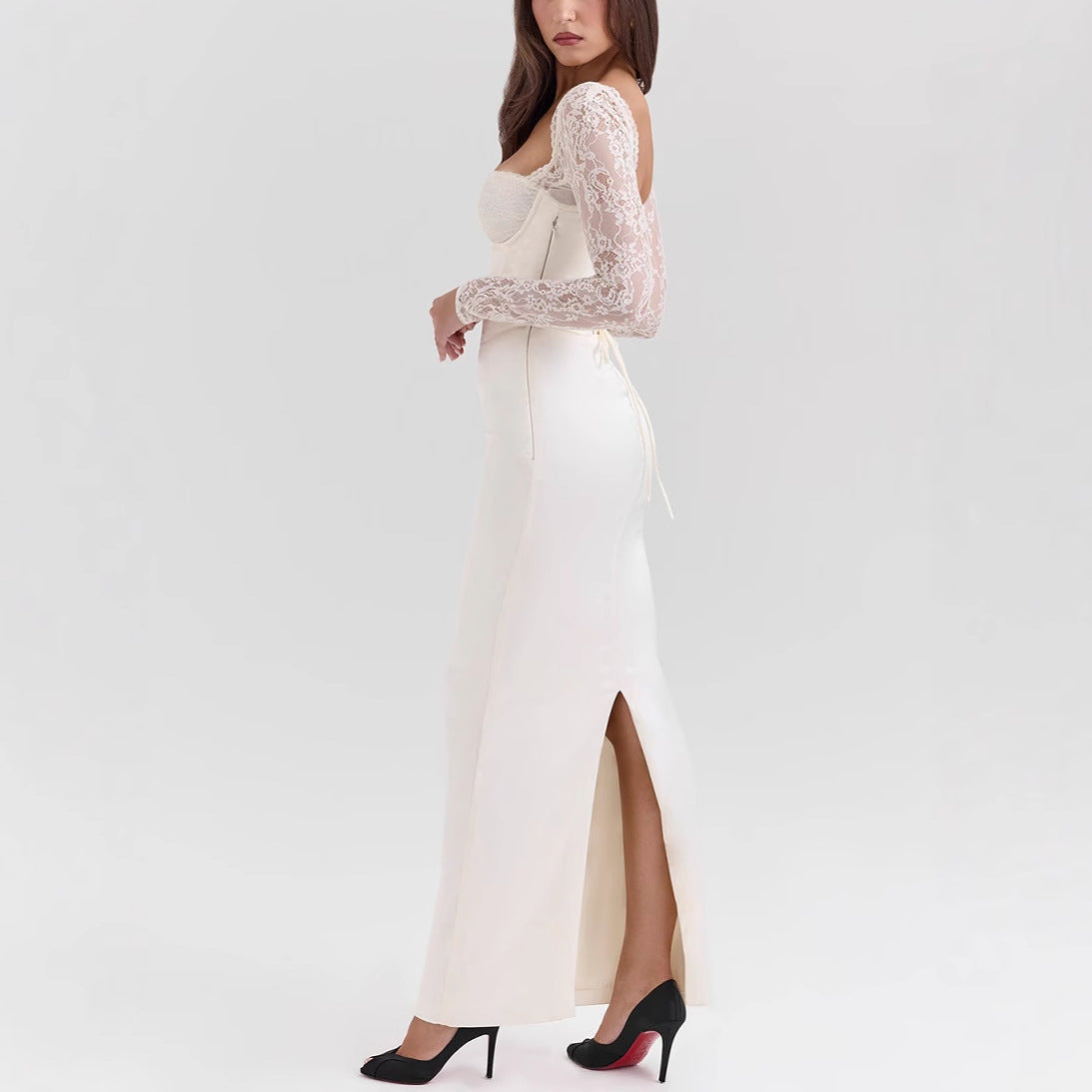 Women's clothing autumn new hip skirt fashion style sexy lace long sleeve slim temperament dress women
