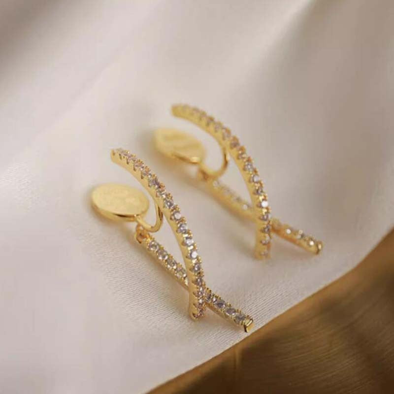 Premium sense metal mosquito coil disc loop earrings French ear clips can be worn without ear piercings, earrings are simple, fashionable and versatile