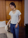 Lazy and relaxed bamboo joint texture soft waxy skin-friendly short-sleeved T-shirt