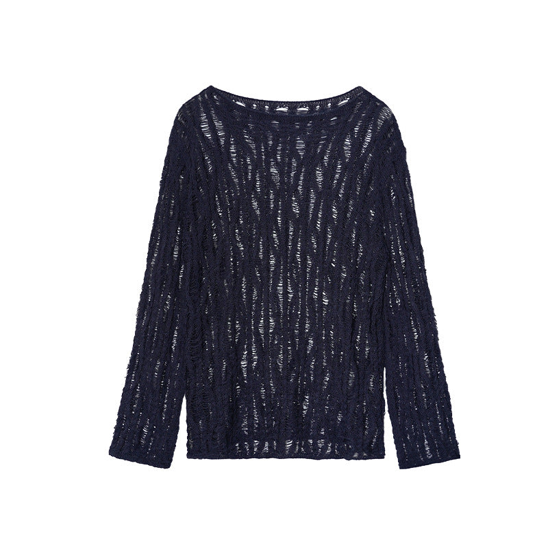 Lazy and gentle style cut outlong sleevesloose sweater