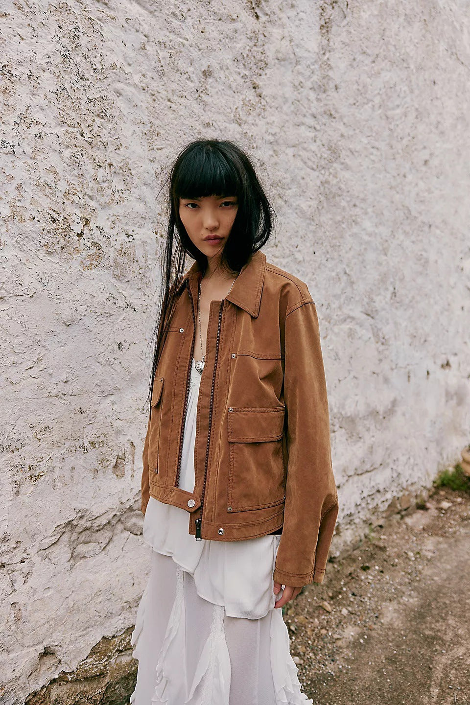 Brown Suede Maillard Jacket Women's Motorcycle Slim Fit Jacket
