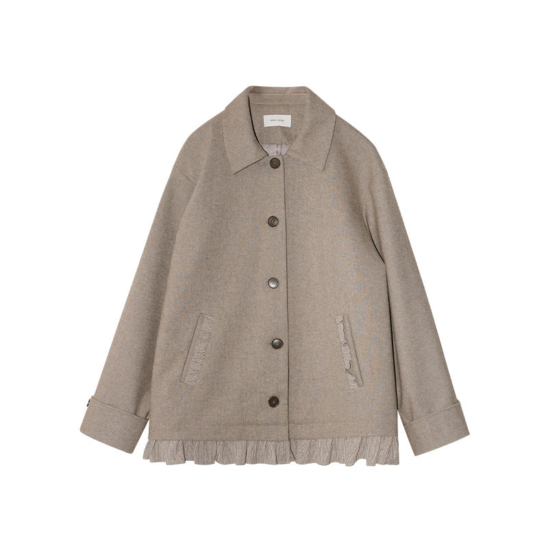 Lapel casual slack woolen jacket
