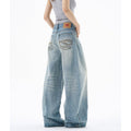 Embroidered Jeans Summer Loose High Waist Skinny Wide Leg Pants