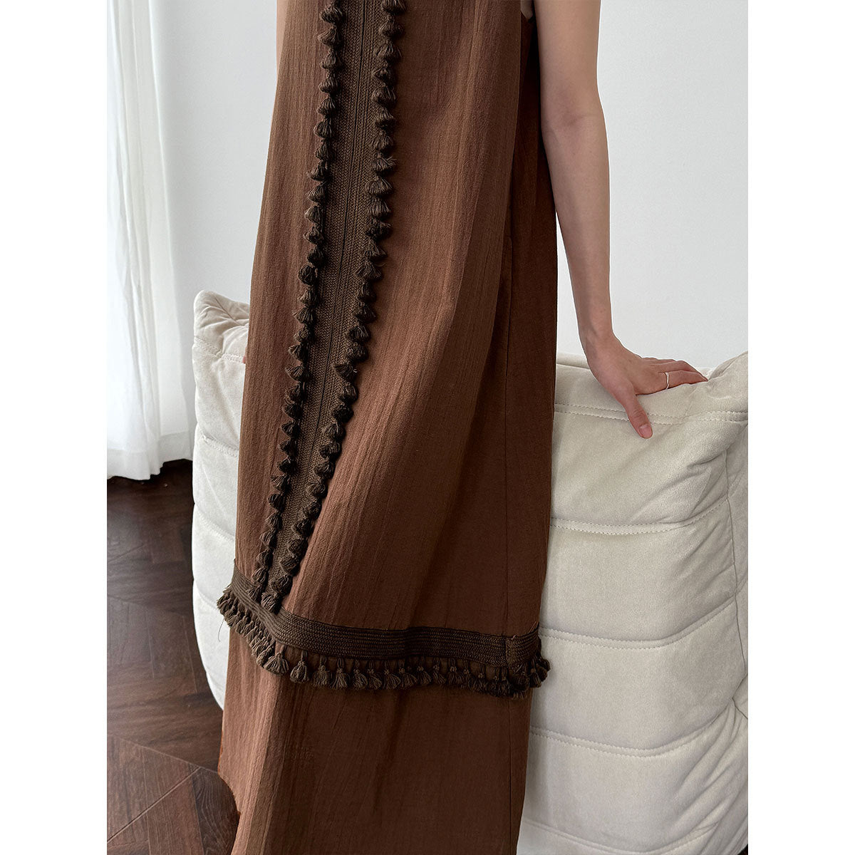 Korean style tassel trim v-neck dress - new summer collection: figure-flattering, age-defying cami dress