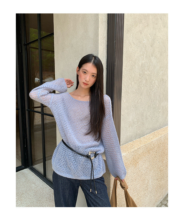 Dopamine blouse loose-fitting long-sleeved knitted sweater