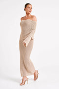 Off-Shoulder Knit Maxi Dress