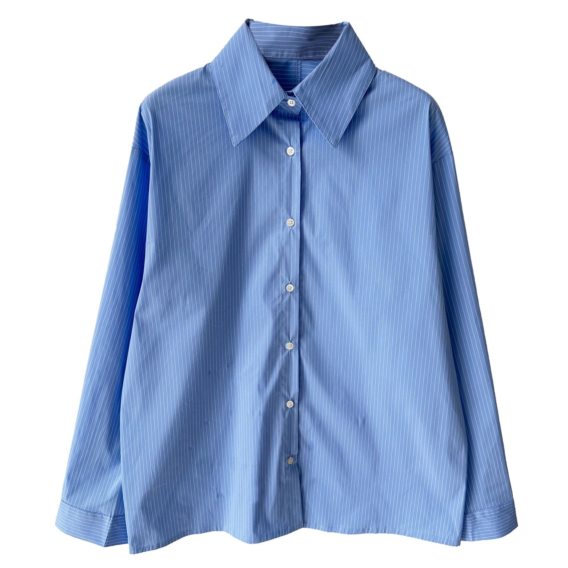 Korean striped irregular hem shirt women's 26 spring new loose lapel shirt jacket