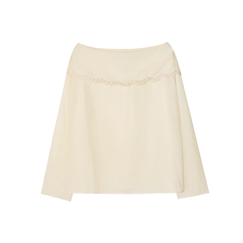 Early spring French fashion niche temperament hollow streamer high-end shirt
