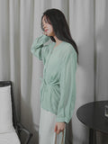 Tencel ramie light V-neck sunscreen shirt