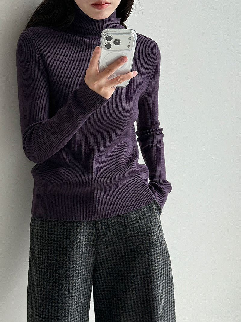 High collar silmheattech bottom shirt women's fall and winter style comfy basicseasiest for matchknittingelegant inner top