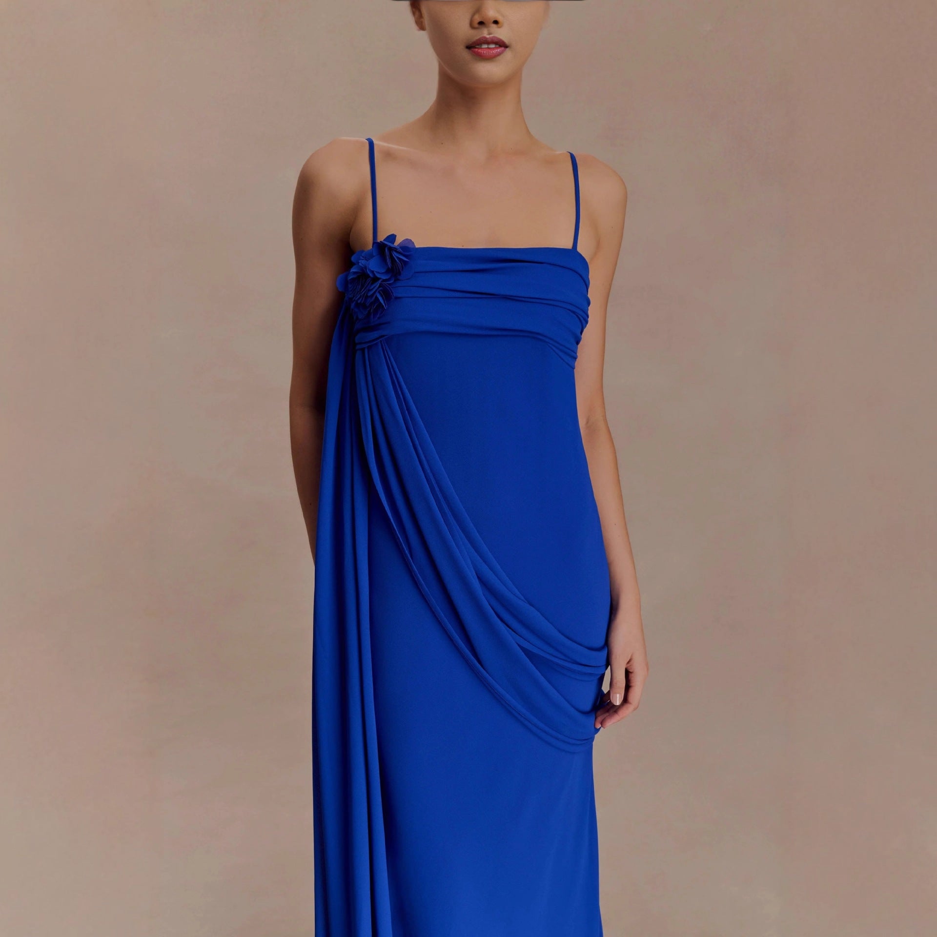 Flower streamers trim a sexy dress