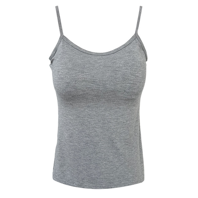 Korean simple bottom vest women's summer new shoulder strap adjustable chest pad gathering sling