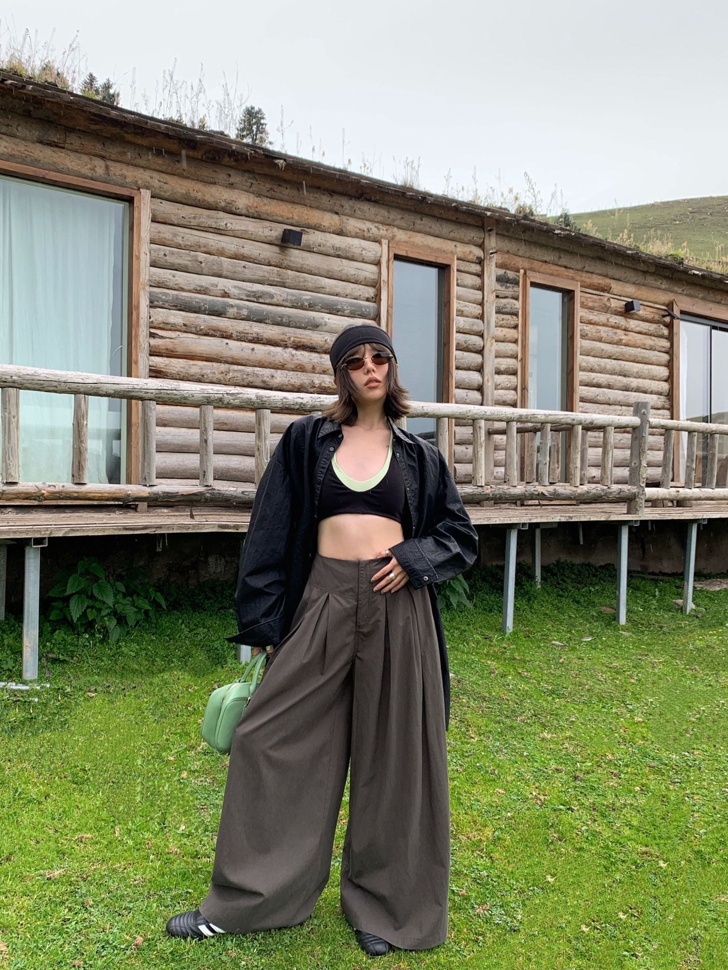 Tencel cotton wide-leg mopping casual pants high waist drape loose commuter pants trousers
