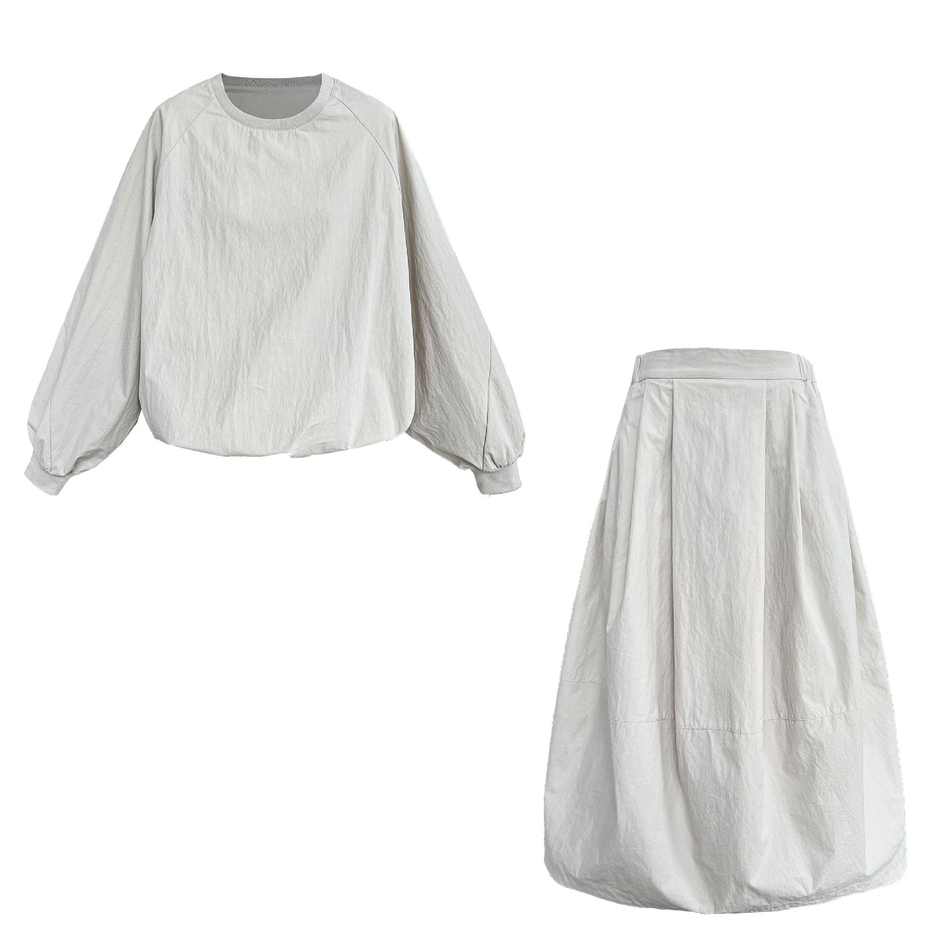 Japanese sports style round neck sweater skirt set