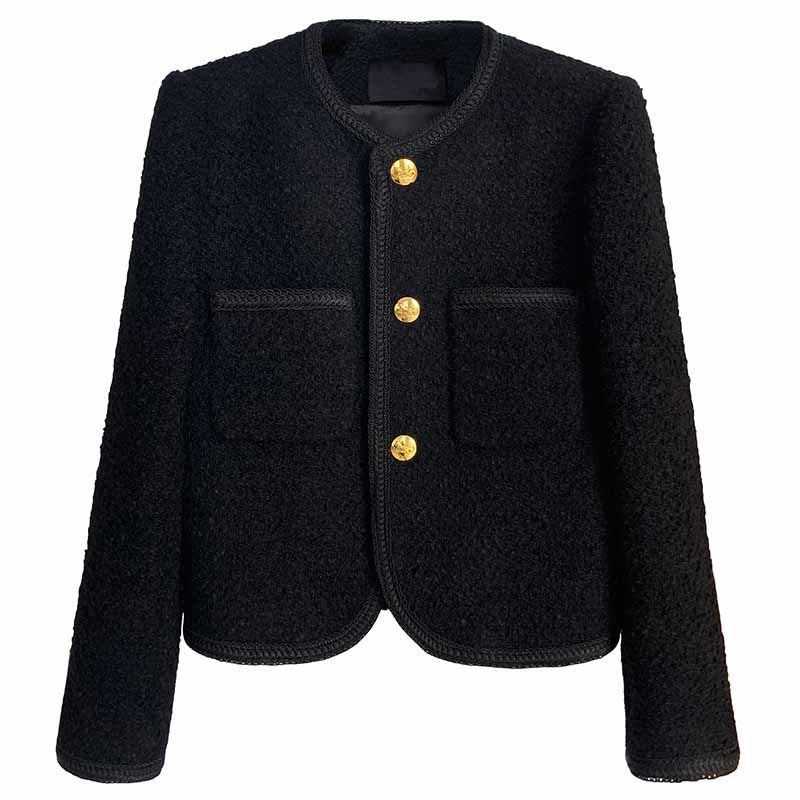 Autumn new 30% wool small fragrant jacket women's short temperament tweed celebrity top