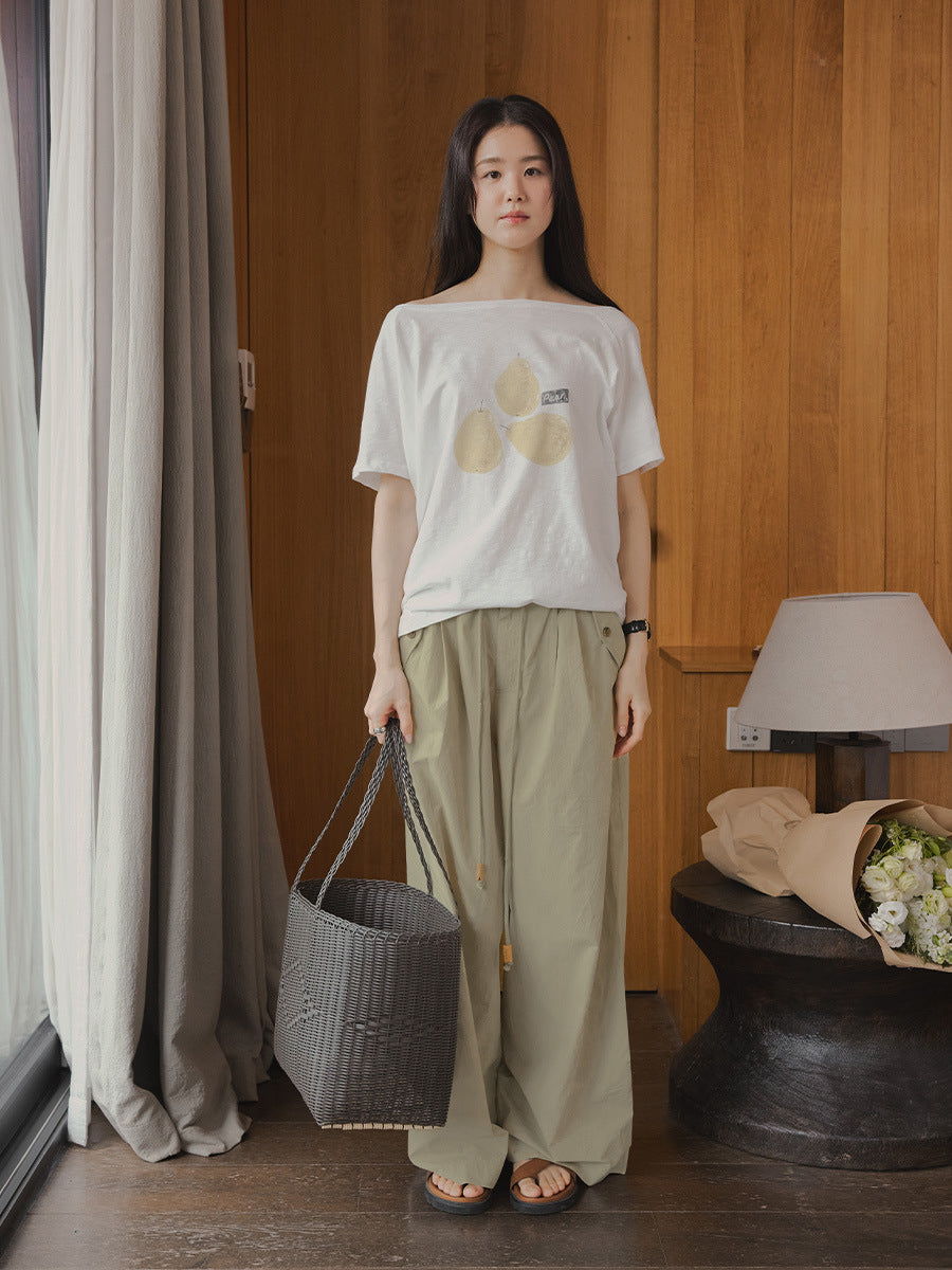 Light dry drawstring straight thin casual pants