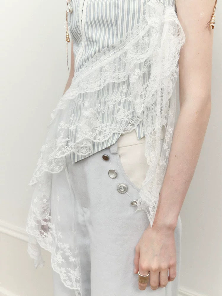 Summer new early summer fresh design irregular lace sling vest