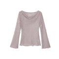 Hollow heavy industry jacquard swing neck long-sleeved bottoming shirt top