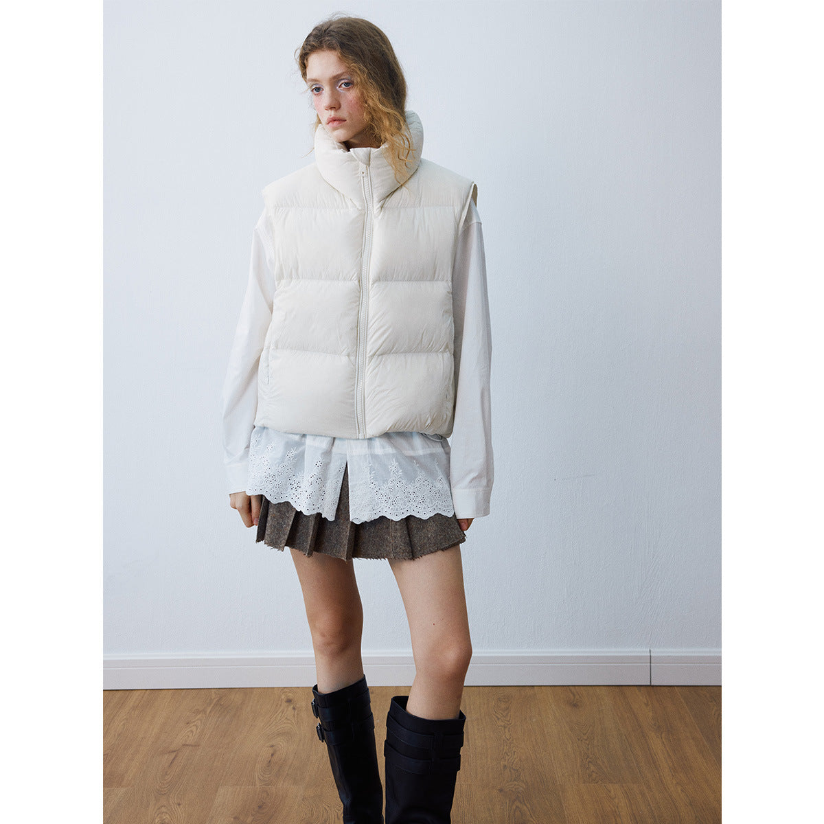 Winter new casual funnel collar white duck down bread down vest
