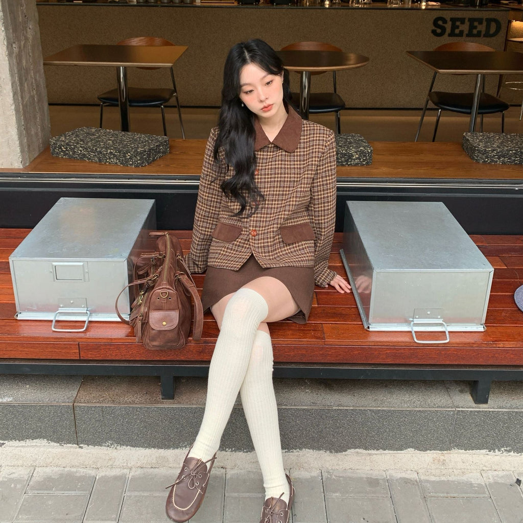 Premium Thousand Birds Plaid Lapel Jacket
