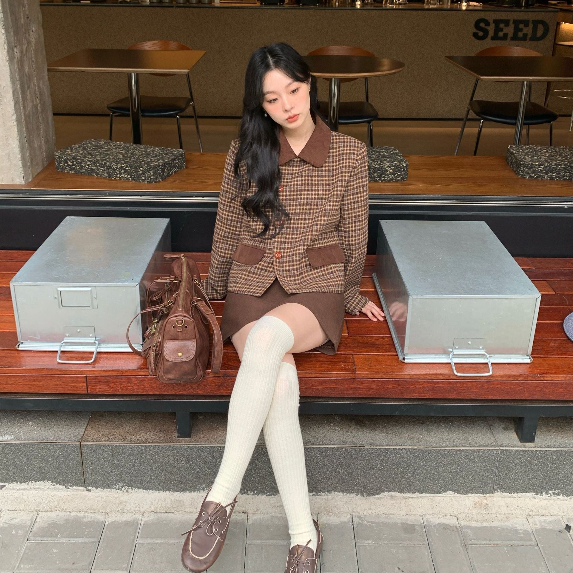 Premium Thousand Birds Plaid Lapel Jacket