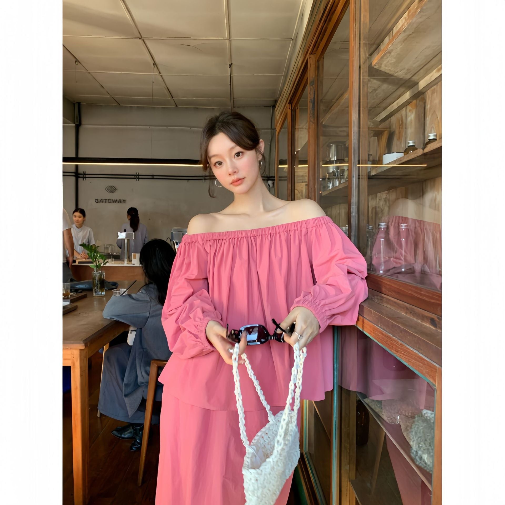 Off-Shoulder Bubble Sleeve Top