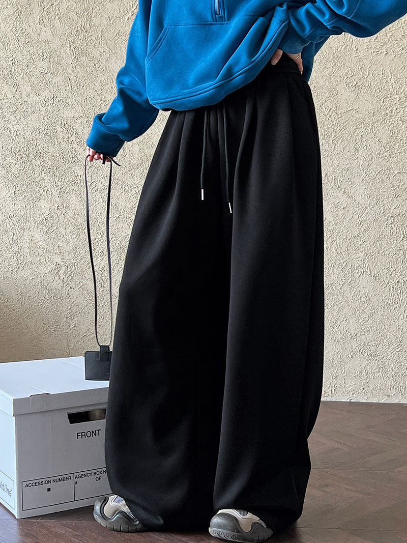 Lazy wind drawstring sports casual pants women's autumn new thin floor pants air layer drape sweatpants