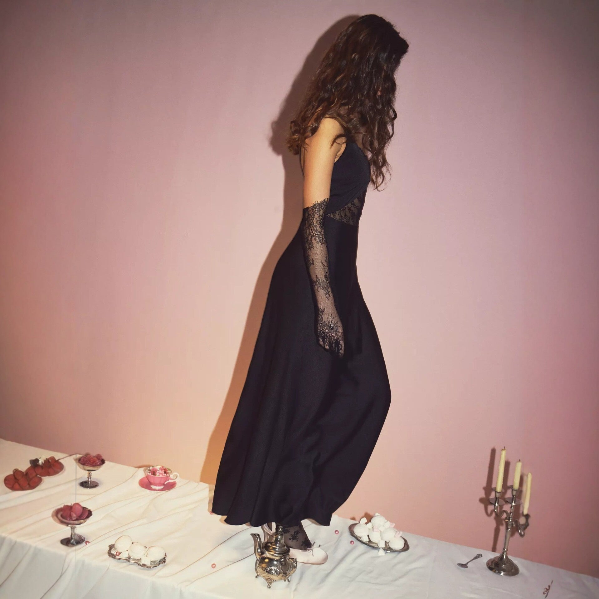 Sexy bud splicing suspender dress high-end slim temperament long skirt