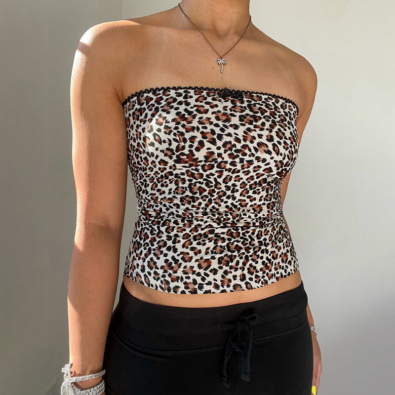 Sexy Animal Print Strapless Tube Top