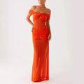 Women's new fashionable and sexy mesh tube top skirt slim-fitting one-word shoulder dress women