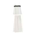 Pure desire style sexy lace suspender + drape silky skirt set