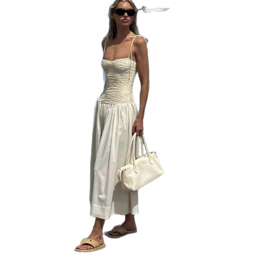 Women's new fashion solid color tube top dress slim fit sexy holiday style suspender dress