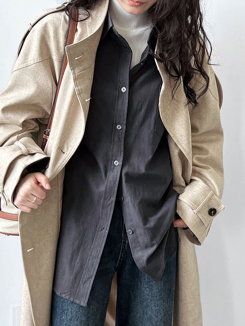 Oxford cloth classic oversized long sleeve shirt - women's spring commute, effortless outerwear, casual shirt jacket