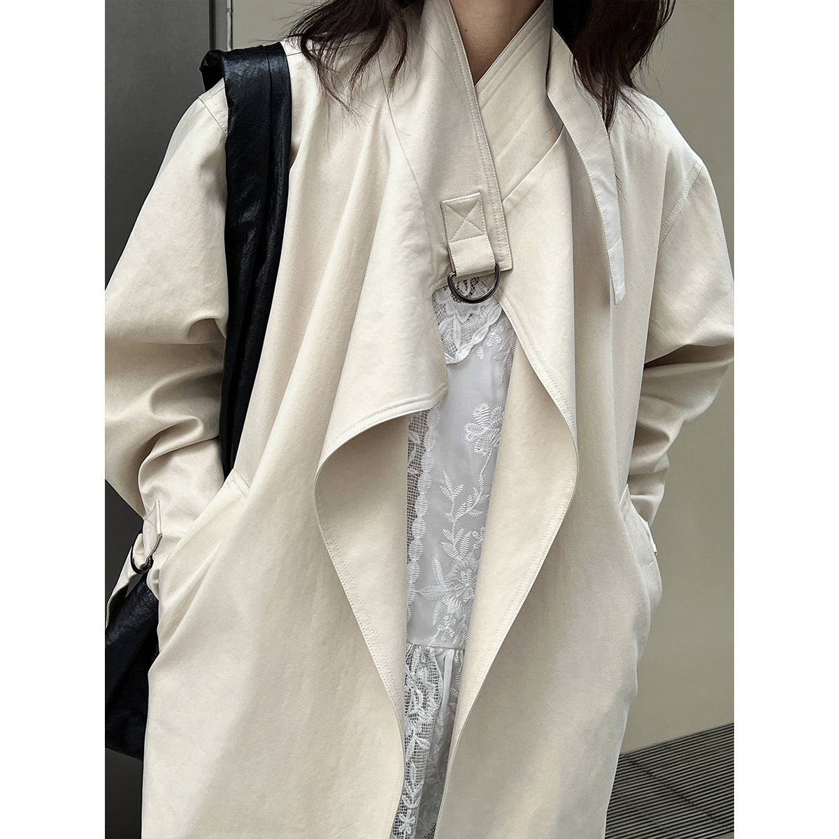 British style stand-up collar trench coat women's autumn new loose short D-button open coat