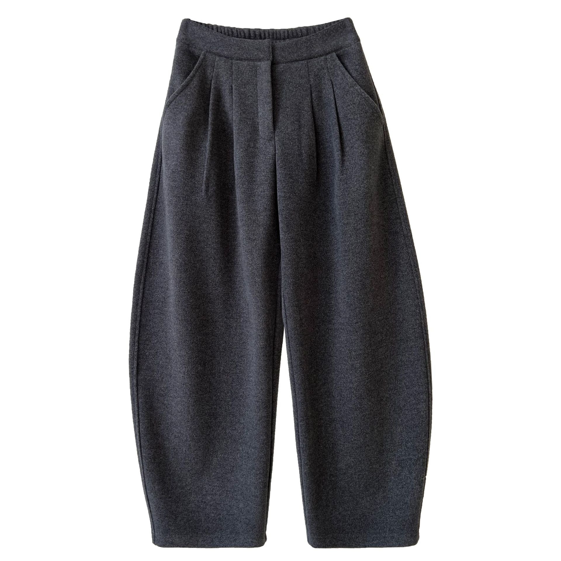 The pants are very good~ Korean thickened woolen sickle pants for women's autumn and winter new thin imitation cashmere trousers